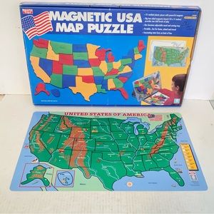 1992 Smarty Toys Magnetic USA Map Puzzle with Easel & Sorting Tray Ages 6 and Up